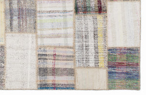 Striped Over Dyed Kilim Patchwork Unique Rug 5'3'' x 7'7'' ft 160 x 230 cm