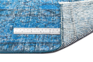 Turquoise Over Dyed Vintage Rug 5'5'' x 9'3'' ft 165 x 283 cm