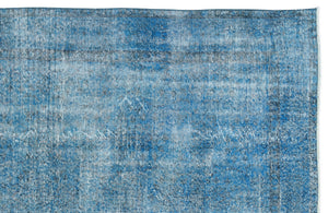 Turquoise Over Dyed Vintage Rug 5'5'' x 9'3'' ft 165 x 283 cm