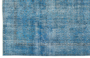 Turquoise Over Dyed Vintage Rug 5'5'' x 9'3'' ft 165 x 283 cm