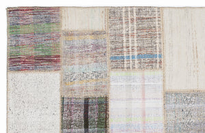 Striped Over Dyed Kilim Patchwork Unique Rug 5'3'' x 7'7'' ft 160 x 230 cm