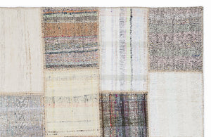 Striped Over Dyed Kilim Patchwork Unique Rug 5'3'' x 7'7'' ft 160 x 230 cm