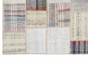 Striped Over Dyed Kilim Patchwork Unique Rug 5'3'' x 7'7'' ft 160 x 230 cm