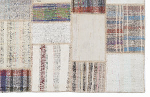 Striped Over Dyed Kilim Patchwork Unique Rug 5'3'' x 7'7'' ft 160 x 230 cm