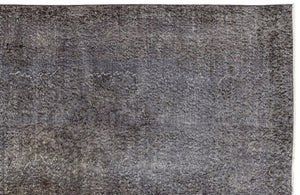 Gray Over Dyed Vintage Rug 3'10'' x 6'11'' ft 116 x 212 cm