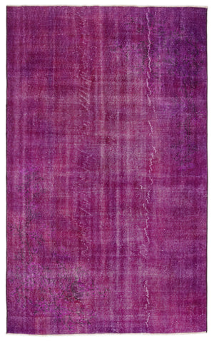 Fuchsia Over Dyed Vintage Rug 5'9'' x 9'3'' ft 174 x 283 cm