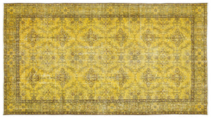 Yellow Over Dyed Vintage Rug 5'0'' x 9'2'' ft 153 x 279 cm