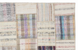 Striped Over Dyed Kilim Patchwork Unique Rug 5'3'' x 7'7'' ft 160 x 230 cm