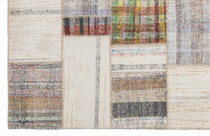 Striped Over Dyed Kilim Patchwork Unique Rug 5'3'' x 7'7'' ft 160 x 230 cm
