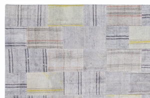 Striped Over Dyed Kilim Patchwork Unique Rug 5'3'' x 7'7'' ft 160 x 230 cm