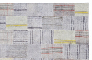 Striped Over Dyed Kilim Patchwork Unique Rug 5'3'' x 7'7'' ft 160 x 230 cm