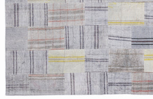 Striped Over Dyed Kilim Patchwork Unique Rug 5'3'' x 7'7'' ft 160 x 230 cm