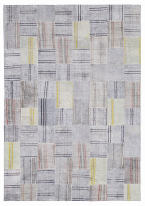 Striped Over Dyed Kilim Patchwork Unique Rug 5'3'' x 7'7'' ft 160 x 230 cm
