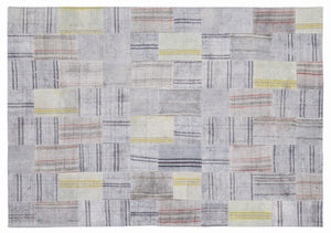 Striped Over Dyed Kilim Patchwork Unique Rug 5'3'' x 7'7'' ft 160 x 230 cm
