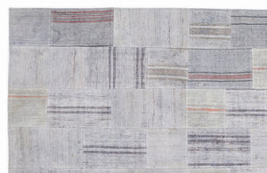 Striped Over Dyed Kilim Patchwork Unique Rug 5'3'' x 7'7'' ft 160 x 230 cm