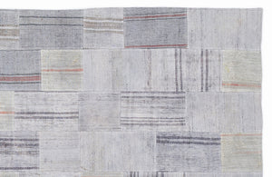 Striped Over Dyed Kilim Patchwork Unique Rug 5'3'' x 7'7'' ft 160 x 230 cm
