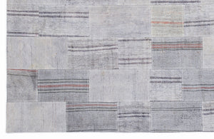 Striped Over Dyed Kilim Patchwork Unique Rug 5'3'' x 7'7'' ft 160 x 230 cm