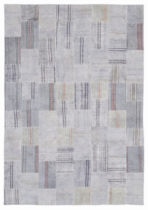 Striped Over Dyed Kilim Patchwork Unique Rug 5'3'' x 7'7'' ft 160 x 230 cm
