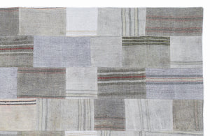 Striped Over Dyed Kilim Patchwork Unique Rug 5'3'' x 7'7'' ft 160 x 230 cm