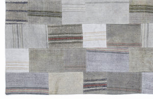 Striped Over Dyed Kilim Patchwork Unique Rug 5'3'' x 7'7'' ft 160 x 230 cm