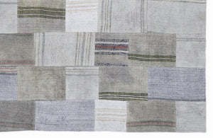 Striped Over Dyed Kilim Patchwork Unique Rug 5'3'' x 7'7'' ft 160 x 230 cm