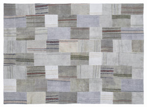 Striped Over Dyed Kilim Patchwork Unique Rug 5'3'' x 7'7'' ft 160 x 230 cm