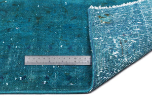 Turquoise Over Dyed Vintage XLarge Rug 9'6'' x 12'6'' ft 290 x 380 cm
