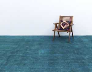 Turquoise Over Dyed Vintage XLarge Rug 9'6'' x 12'6'' ft 290 x 380 cm
