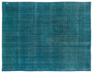 Turquoise Over Dyed Vintage XLarge Rug 9'6'' x 12'6'' ft 290 x 380 cm