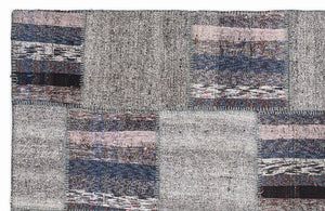 Striped Over Dyed Kilim Patchwork Unique Rug 5'3'' x 7'7'' ft 160 x 230 cm