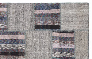 Striped Over Dyed Kilim Patchwork Unique Rug 5'3'' x 7'7'' ft 160 x 230 cm