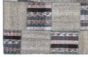 Striped Over Dyed Kilim Patchwork Unique Rug 5'3'' x 7'7'' ft 160 x 230 cm