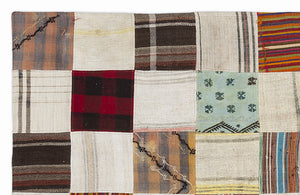 Mixed Over Dyed Kilim Patchwork Unique Rug 5'3'' x 7'7'' ft 160 x 230 cm