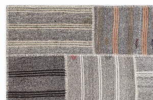 Striped Over Dyed Kilim Patchwork Unique Rug 5'3'' x 7'7'' ft 160 x 230 cm