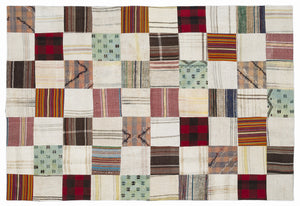 Mixed Over Dyed Kilim Patchwork Unique Rug 5'3'' x 7'7'' ft 160 x 230 cm