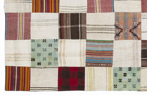 Mixed Over Dyed Kilim Patchwork Unique Rug 5'3'' x 7'7'' ft 160 x 230 cm