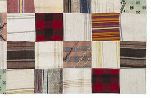 Mixed Over Dyed Kilim Patchwork Unique Rug 5'3'' x 7'7'' ft 160 x 230 cm