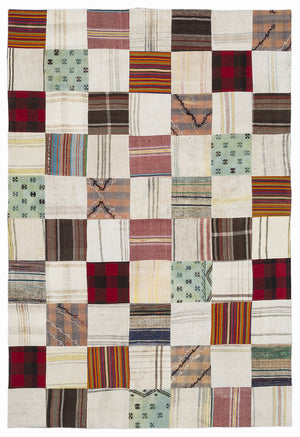 Mixed Over Dyed Kilim Patchwork Unique Rug 5'3'' x 7'7'' ft 160 x 230 cm