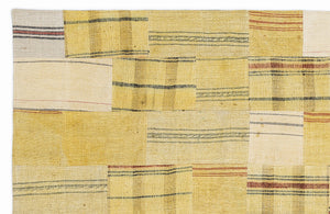 Mixed Over Dyed Kilim Patchwork Unique Rug 5'3'' x 7'7'' ft 160 x 230 cm