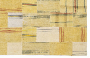 Mixed Over Dyed Kilim Patchwork Unique Rug 5'3'' x 7'7'' ft 160 x 230 cm