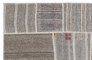 Striped Over Dyed Kilim Patchwork Unique Rug 5'3'' x 7'7'' ft 160 x 230 cm