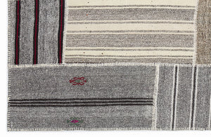 Striped Over Dyed Kilim Patchwork Unique Rug 5'3'' x 7'7'' ft 160 x 230 cm
