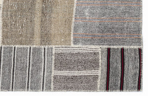 Striped Over Dyed Kilim Patchwork Unique Rug 5'3'' x 7'7'' ft 160 x 230 cm