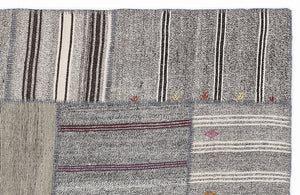 Striped Over Dyed Kilim Patchwork Unique Rug 5'3'' x 7'7'' ft 160 x 230 cm