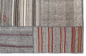 Striped Over Dyed Kilim Patchwork Unique Rug 5'3'' x 7'7'' ft 160 x 230 cm