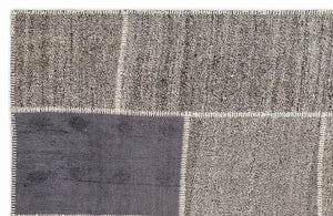 Striped Over Dyed Kilim Patchwork Unique Rug 5'3'' x 7'7'' ft 160 x 230 cm