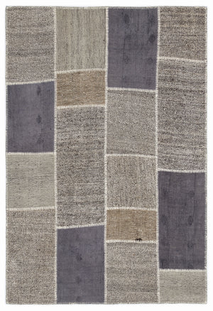 Striped Over Dyed Kilim Patchwork Unique Rug 5'3'' x 7'7'' ft 160 x 230 cm