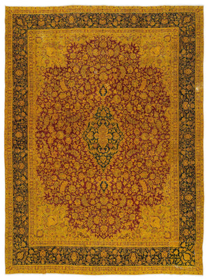 Yellow Over Dyed Vintage XLarge Rug 9'4'' x 12'8'' ft 285 x 387 cm