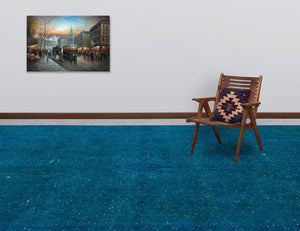 Turquoise Over Dyed Vintage XLarge Rug 9'9'' x 12'11'' ft 297 x 393 cm