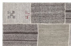 Striped Over Dyed Kilim Patchwork Unique Rug 5'3'' x 7'7'' ft 160 x 230 cm